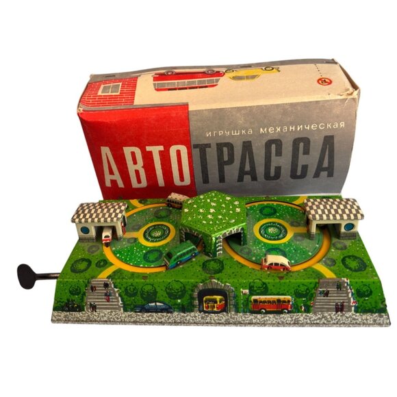 Abtotpacca Windup Tin Mechanical Toy Green USSR Lithograph 1950s - Picture 8 of 9